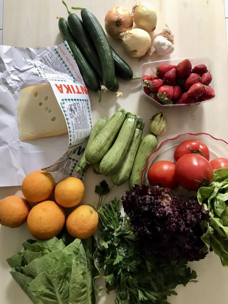 Zelenina z farmářských trhů na Krétě
